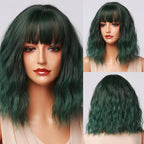 New Fashion Short Bob Water Wave Synthetic Wigs for Women Natural Cosplay Fake Hair Shoulder Length Women's Brown Wig with Bangs Wigs For Black Women Stevvex