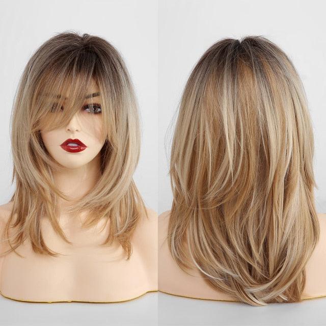 New Fashion Short Bob Water Wave Synthetic Wigs for Women Natural Cosplay Fake Hair Shoulder Length Women's Brown Wig with Bangs Wigs For Black Women Stevvex
