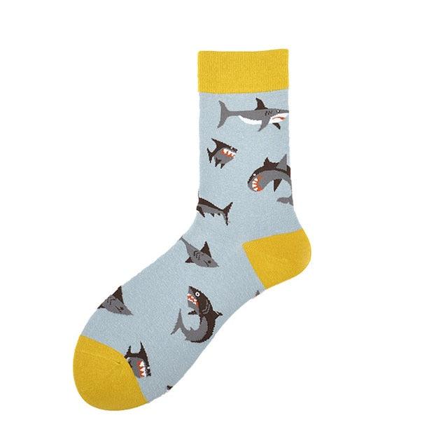 New Fashion Socks Shark Dinosaur Tiger Bear Dog Pattern Long Tube Happy Novelty Skateboarding Cycling Leisure Fun Unisex Crew Socks For Men And Women Stevvex