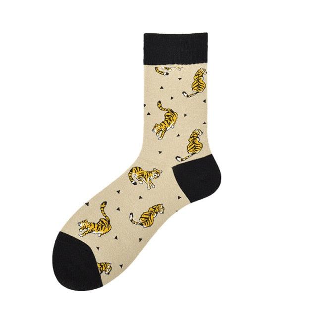 New Fashion Socks Shark Dinosaur Tiger Bear Dog Pattern Long Tube Happy Novelty Skateboarding Cycling Leisure Fun Unisex Crew Socks For Men And Women Stevvex
