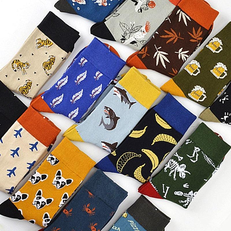 New Fashion Socks Shark Dinosaur Tiger Bear Dog Pattern Long Tube Happy Novelty Skateboarding Cycling Leisure Fun Unisex Crew Socks For Men And Women Stevvex