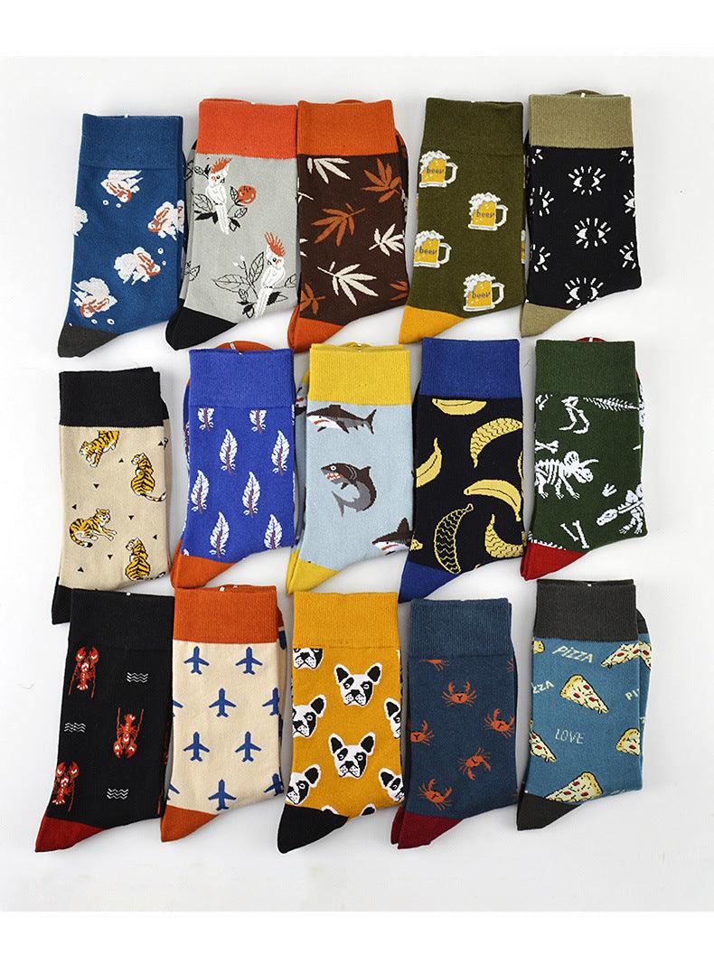 New Fashion Socks Shark Dinosaur Tiger Bear Dog Pattern Long Tube Happy Novelty Skateboarding Cycling Leisure Fun Unisex Crew Socks For Men And Women Stevvex