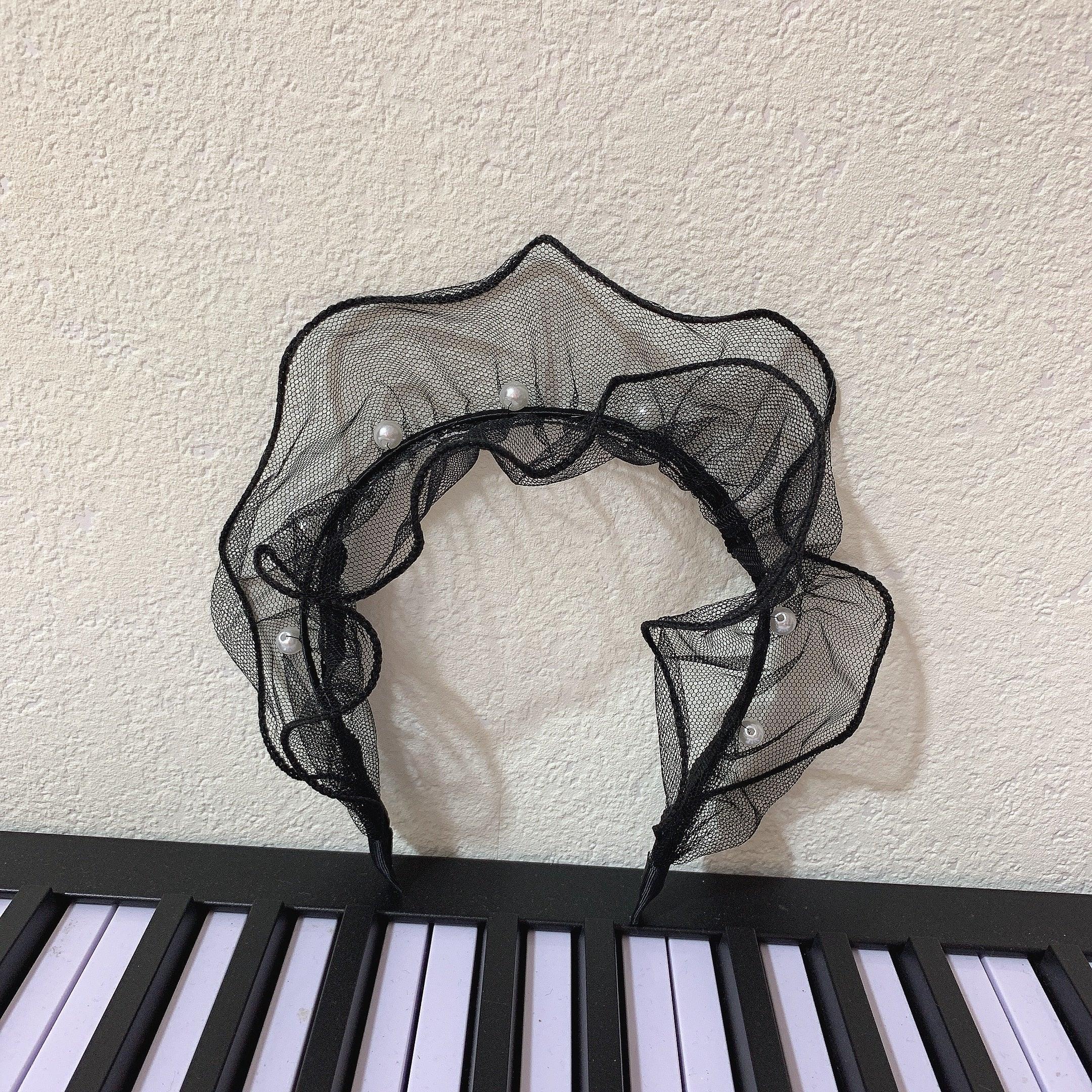 New Fashion Solid Color Gauze Pearl Bohemia Hairband Hairpin Headwear Girls Woman Oversized Headband Bezel Gorgeous Hair Accessories For Women