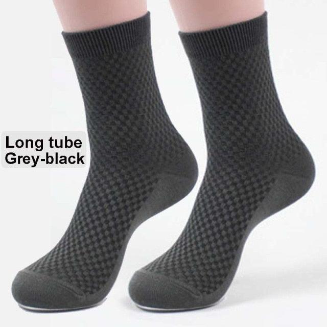 New Fashion Style Bamboo Fiber Socks Deodorant Sock High Tube Business Solid Breathable Men Women Elastic Socks Autumn Spring Socks For Men And Women Stevvex