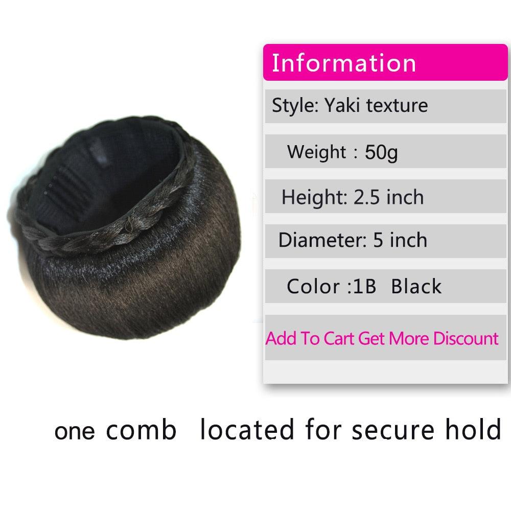 New Fashion Synthetic Fake Hair Bun And Bang Heat Resistant Braided Chignon Hair Piece Donut Ponytail Wig For Women Clip in Hair Extension For Volumized Hair Buns For Girls Stevvex