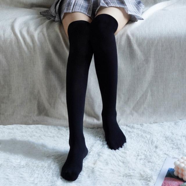 New Fashion Thigh High Stockings Solid Velvet Soft Flexible Over Knee Socks Tall Long Boot Stockings for Women Stevvex