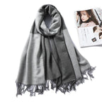 New Fashion Winter Soft Thick Warm Colorful Cashmere Scarf Elegant Escharpe Shawls Scarf Shawls Wraps Lightweight Lady Solid Scarves Fashion Tassels Blanket For Women