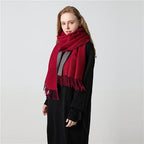 New Fashion Winter Soft Thick Warm Colorful Cashmere Scarf Elegant Escharpe Shawls Scarf Shawls Wraps Lightweight Lady Solid Scarves Fashion Tassels Blanket For Women