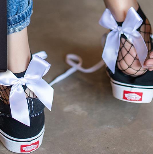 New Fashion Women Black Mesh Short Ankle Socks Girls Fishnet Socks With Cute Bow Ladies Socks in 6 Colors Outdoor Stylish Socks For Women Stevvex