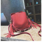 New Fashionable Scrub Women Bucket Bag Vintage Tassel Messenger Bag High Quality Shoulder Bag Simple Crossbody Bag For Females Stevvex