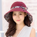 New Fashionable Women Sun Hat Summer Hat Foldable Ladies Wide Large Brim Floppy Folding Summer Beach Sun Hat Comfortable Cotton Cap Anti-UV Big Summer Biking Beach Hat Fashion Sun Hat Stevvex