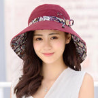 New Fashionable Women Sun Hat Summer Hat Foldable Ladies Wide Large Brim Floppy Folding Summer Beach Sun Hat Comfortable Cotton Cap Anti-UV Big Summer Biking Beach Hat Fashion Sun Hat Stevvex