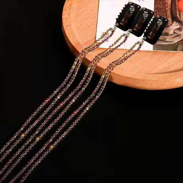 New Flashing Diamond Chain Hairpin Braided Hair Headdress Tassel Hairpin High Sense Temperament Dirty Braided Hairband Gorgeous Hair Accessories For Women