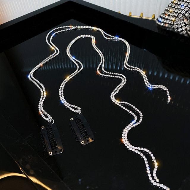 New Flashing Diamond Chain Hairpin Braided Hair Headdress Tassel Hairpin High Sense Temperament Dirty Braided Hairband Gorgeous Hair Accessories For Women