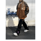 New Free Style Woman Jacket Hip Hop Furry Bone Patchwork Color Block Jackets Mens Streetwear Men Baseball Coats Unisex Stevvex