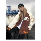 New Free Style Woman Jacket Hip Hop Furry Bone Patchwork Color Block Jackets Mens Streetwear Men Baseball Coats Unisex Stevvex