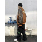 New Free Style Woman Jacket Hip Hop Furry Bone Patchwork Color Block Jackets Mens Streetwear Men Baseball Coats Unisex Stevvex