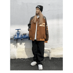 New Free Style Woman Jacket Hip Hop Furry Bone Patchwork Color Block Jackets Mens Streetwear Men Baseball Coats Unisex Stevvex
