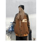 New Free Style Woman Jacket Hip Hop Furry Bone Patchwork Color Block Jackets Mens Streetwear Men Baseball Coats Unisex Stevvex