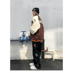 New Free Style Woman Jacket Hip Hop Furry Bone Patchwork Color Block Jackets Mens Streetwear Men Baseball Coats Unisex Stevvex