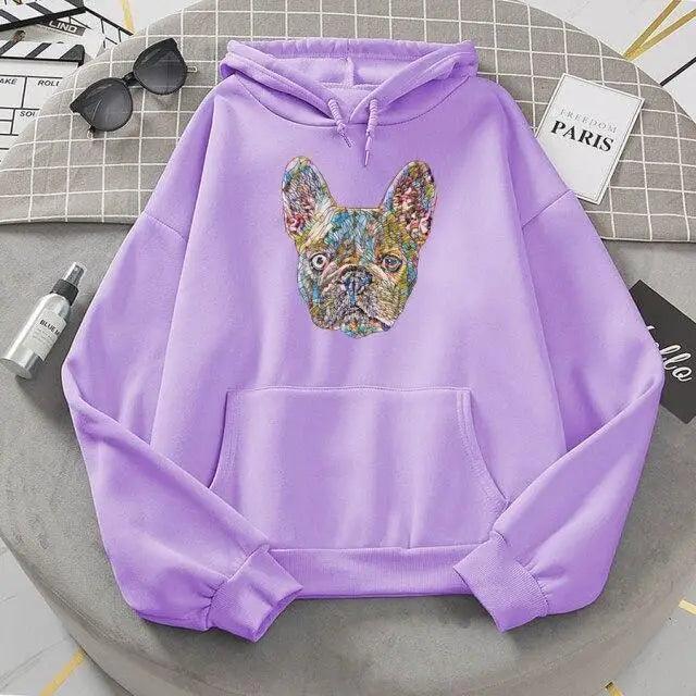 New French Bulldog Hoodies Oversized Cute Dog Print Sweatshirt Funny Graphic Unisex Fashion Hoodie Streetwear Female Hooded Cute Dog Print Sweatshirt Funny Graphic Unisex Fashion Hoodie Stevvex