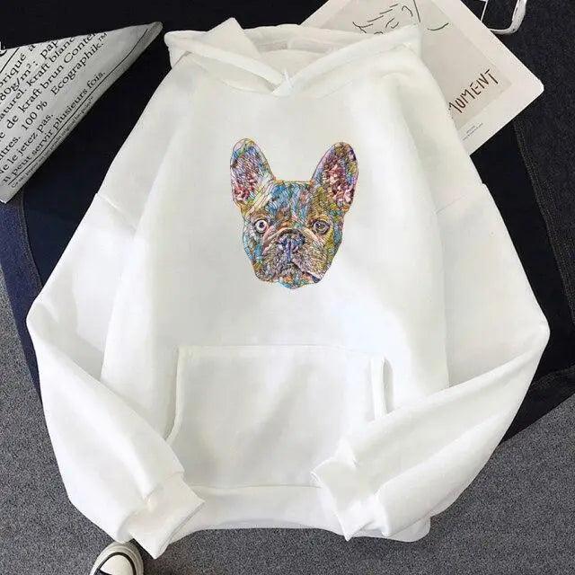 New French Bulldog Hoodies Oversized Cute Dog Print Sweatshirt Funny Graphic Unisex Fashion Hoodie Streetwear Female Hooded Cute Dog Print Sweatshirt Funny Graphic Unisex Fashion Hoodie Stevvex