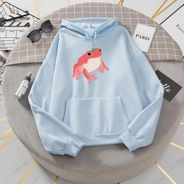 New Frog Sweatshirt Oversized Clothes Long Sleeve Hooded Hoodie For Girls Winter Hoodie With Pocket Pink Sweatshirts Hoodies for Women Teen Girls Cute Cartoon Frogs Casual Hooded Loose Long Sleeve Sweatshirt with Pocket Stevvex
