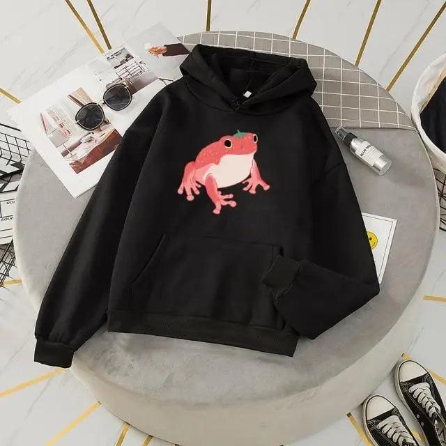 New Frog Sweatshirt Oversized Clothes Long Sleeve Hooded Hoodie For Girls Winter Hoodie With Pocket Pink Sweatshirts Hoodies for Women Teen Girls Cute Cartoon Frogs Casual Hooded Loose Long Sleeve Sweatshirt with Pocket Stevvex