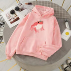New Frog Sweatshirt Oversized Clothes Long Sleeve Hooded Hoodie For Girls Winter Hoodie With Pocket Pink Sweatshirts Hoodies for Women Teen Girls Cute Cartoon Frogs Casual Hooded Loose Long Sleeve Sweatshirt with Pocket Stevvex