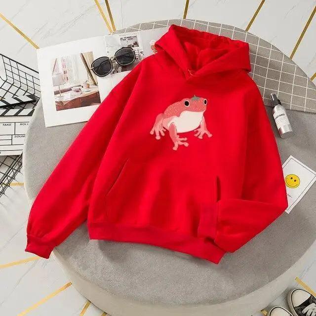 New Frog Sweatshirt Oversized Clothes Long Sleeve Hooded Hoodie For Girls Winter Hoodie With Pocket Pink Sweatshirts Hoodies for Women Teen Girls Cute Cartoon Frogs Casual Hooded Loose Long Sleeve Sweatshirt with Pocket Stevvex