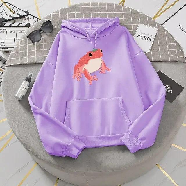 New Frog Sweatshirt Oversized Clothes Long Sleeve Hooded Hoodie For Girls Winter Hoodie With Pocket Pink Sweatshirts Hoodies for Women Teen Girls Cute Cartoon Frogs Casual Hooded Loose Long Sleeve Sweatshirt with Pocket Stevvex