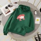 New Frog Sweatshirt Oversized Clothes Long Sleeve Hooded Hoodie For Girls Winter Hoodie With Pocket Pink Sweatshirts Hoodies for Women Teen Girls Cute Cartoon Frogs Casual Hooded Loose Long Sleeve Sweatshirt with Pocket Stevvex