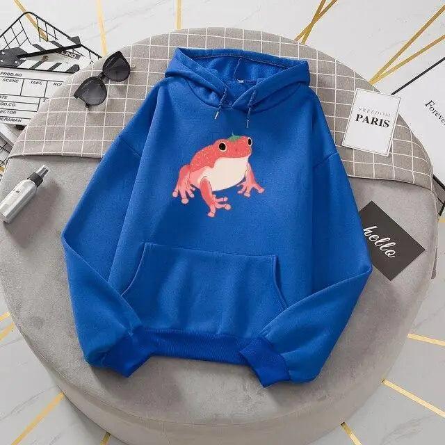 New Frog Sweatshirt Oversized Clothes Long Sleeve Hooded Hoodie For Girls Winter Hoodie With Pocket Pink Sweatshirts Hoodies for Women Teen Girls Cute Cartoon Frogs Casual Hooded Loose Long Sleeve Sweatshirt with Pocket Stevvex