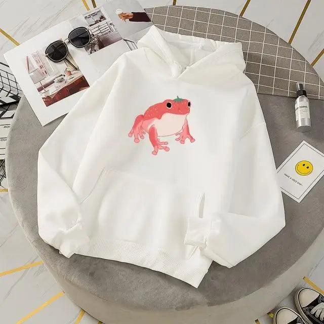 New Frog Sweatshirt Oversized Clothes Long Sleeve Hooded Hoodie For Girls Winter Hoodie With Pocket Pink Sweatshirts Hoodies for Women Teen Girls Cute Cartoon Frogs Casual Hooded Loose Long Sleeve Sweatshirt with Pocket Stevvex