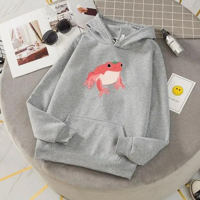 New Frog Sweatshirt Oversized Clothes Long Sleeve Hooded Hoodie For Girls Winter Hoodie With Pocket Pink Sweatshirts Hoodies for Women Teen Girls Cute Cartoon Frogs Casual Hooded Loose Long Sleeve Sweatshirt with Pocket Stevvex