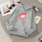 New Frog Sweatshirt Oversized Clothes Long Sleeve Hooded Hoodie For Girls Winter Hoodie With Pocket Pink Sweatshirts Hoodies for Women Teen Girls Cute Cartoon Frogs Casual Hooded Loose Long Sleeve Sweatshirt with Pocket Stevvex