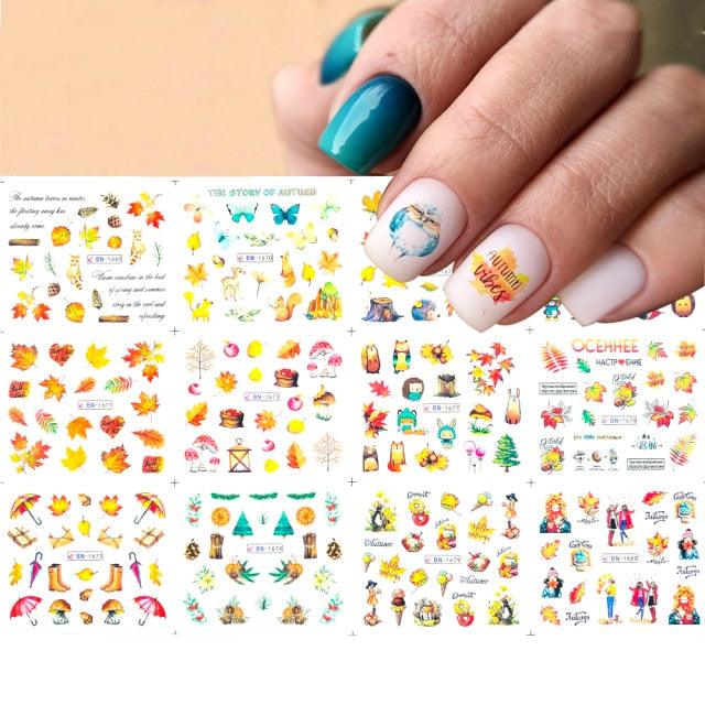 New Geometric Letter Nail Sticker Water Slider Winter Decal Christmas New Year Gift Nail Slider Temporary Tattoos Women Nail Art Stickers Water Transfer Decals Design Nail Art Supplies Manicure Acrylic Nail Foil Stencils Decorations Stevvex