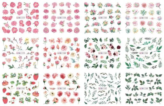 New Geometric Letter Nail Sticker Water Slider Winter Decal Christmas New Year Gift Nail Slider Temporary Tattoos Women Nail Art Stickers Water Transfer Decals Design Nail Art Supplies Manicure Acrylic Nail Foil Stencils Decorations Stevvex