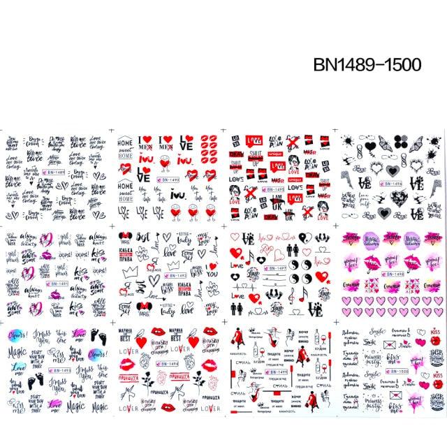 New Geometric Letter Nail Sticker Water Slider Winter Decal Christmas New Year Gift Nail Slider Temporary Tattoos Women Nail Art Stickers Water Transfer Decals Design Nail Art Supplies Manicure Acrylic Nail Foil Stencils Decorations Stevvex