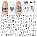 New Geometric Letter Nail Sticker Water Slider Winter Decal Christmas New Year Gift Nail Slider Temporary Tattoos Women Nail Art Stickers Water Transfer Decals Design Nail Art Supplies Manicure Acrylic Nail Foil Stencils Decorations Stevvex