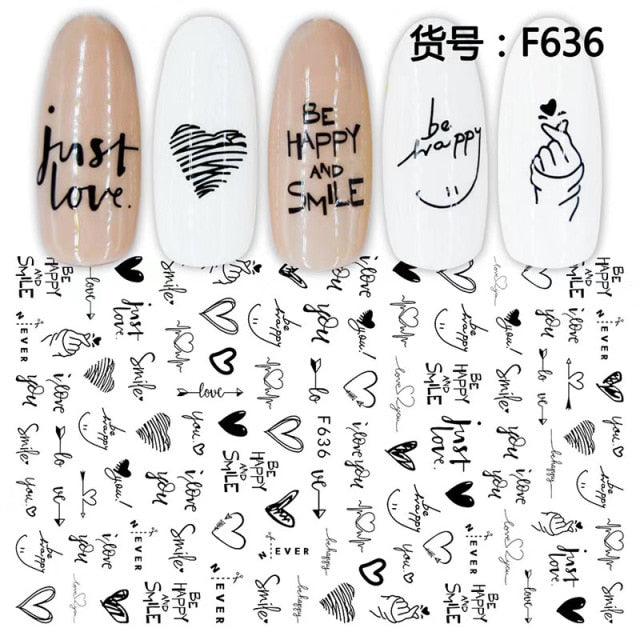 New Geometric Letter Nail Sticker Water Slider Winter Decal Christmas New Year Gift Nail Slider Temporary Tattoos Women Nail Art Stickers Water Transfer Decals Design Nail Art Supplies Manicure Acrylic Nail Foil Stencils Decorations Stevvex