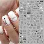 New Geometric Letter Nail Sticker Water Slider Winter Decal Christmas New Year Gift Nail Slider Temporary Tattoos Women Nail Art Stickers Water Transfer Decals Design Nail Art Supplies Manicure Acrylic Nail Foil Stencils Decorations Stevvex