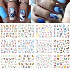 New Geometric Letter Nail Sticker Water Slider Winter Decal Christmas New Year Gift Nail Slider Temporary Tattoos Women Nail Art Stickers Water Transfer Decals Design Nail Art Supplies Manicure Acrylic Nail Foil Stencils Decorations Stevvex