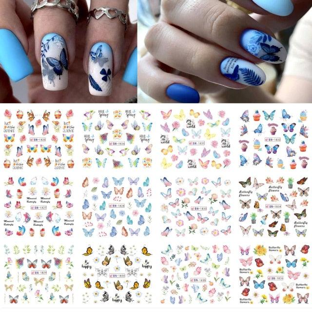 New Geometric Letter Nail Sticker Water Slider Winter Decal Christmas New Year Gift Nail Slider Temporary Tattoos Women Nail Art Stickers Water Transfer Decals Design Nail Art Supplies Manicure Acrylic Nail Foil Stencils Decorations Stevvex