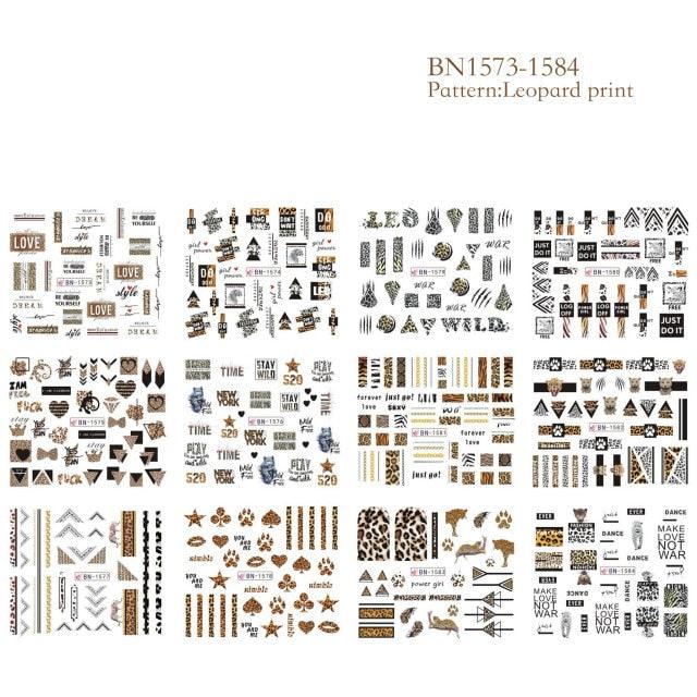 New Geometric Letter Nail Sticker Water Slider Winter Decal Christmas New Year Gift Nail Slider Temporary Tattoos Women Nail Art Stickers Water Transfer Decals Design Nail Art Supplies Manicure Acrylic Nail Foil Stencils Decorations Stevvex