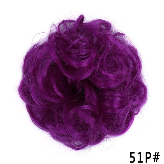 New Girl's Synthetic Chignon Red Pink Purple Blue Green Curly Messy Bun Kids Donut Roller Hair Bun Heat Resistant Fake Hair Wigs For Black Women Cosplay Wigs For Women Stevvex
