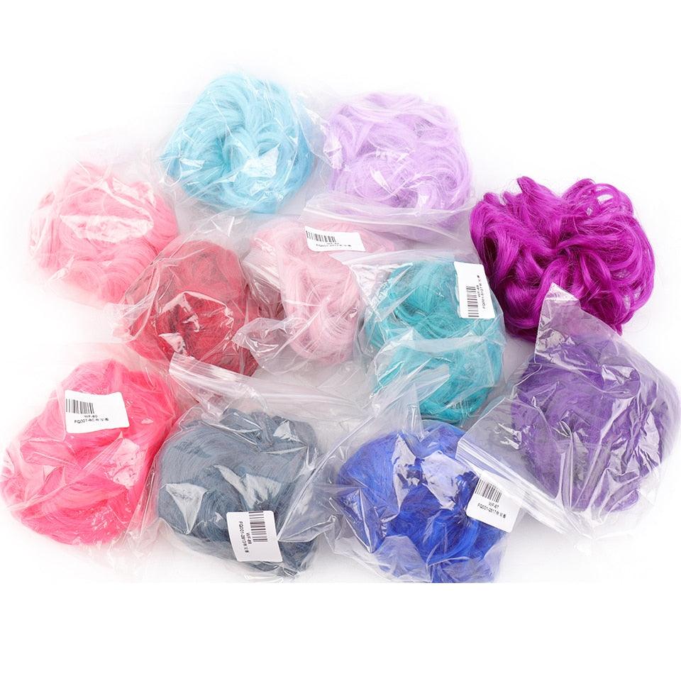 New Girl's Synthetic Chignon Red Pink Purple Blue Green Curly Messy Bun Kids Donut Roller Hair Bun Heat Resistant Fake Hair Wigs For Black Women Cosplay Wigs For Women Stevvex