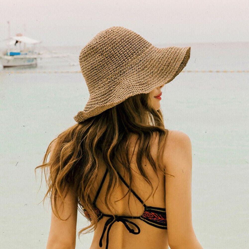 New Girl Sun Hat Unique Trendy Women's Sun Protection Hat Wide Brim Floppy Summer Hats Women Retro Casual Straw Bucket Hat Comfortable Soft Every Day Travel Hat Stevvex