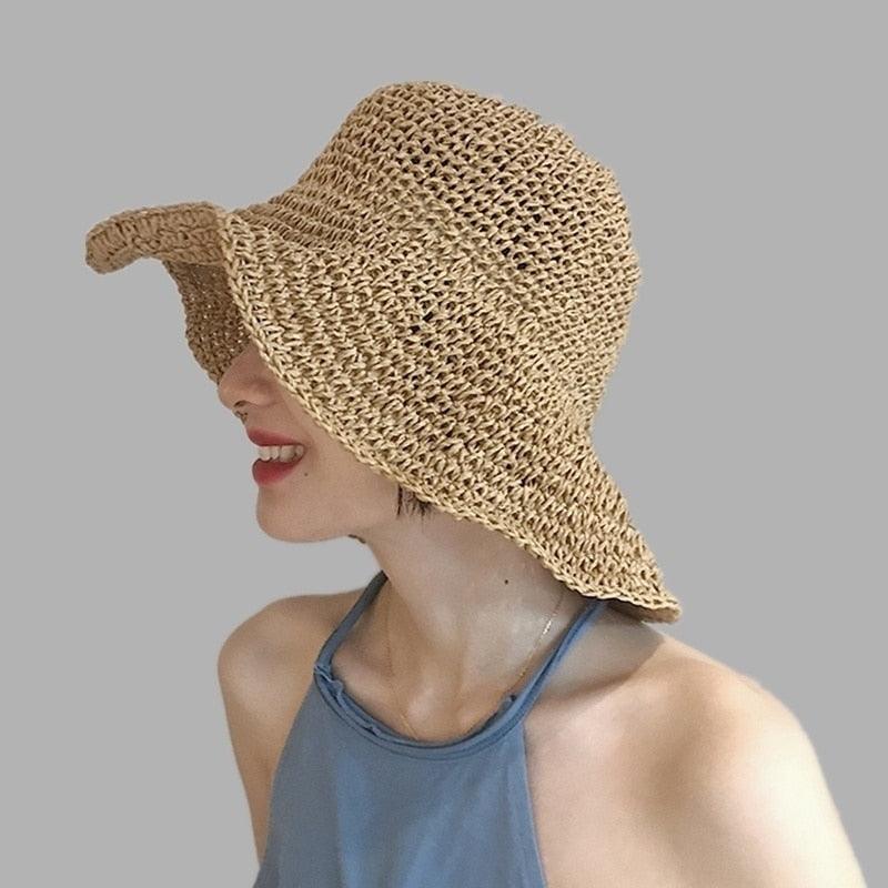 New Girl Sun Hat Unique Trendy Women's Sun Protection Hat Wide Brim Floppy Summer Hats Women Retro Casual Straw Bucket Hat Comfortable Soft Every Day Travel Hat Stevvex