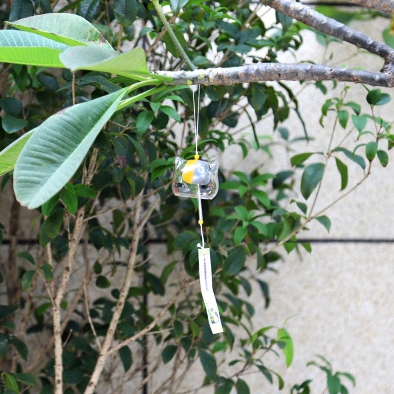New Glass Cat Pattern Wind Chime Bell Home Garden Hanging Decor DIY Gift Glass Wind Chime Birthday Valentine's Day Gift Home Spa Kitchen Office Decor